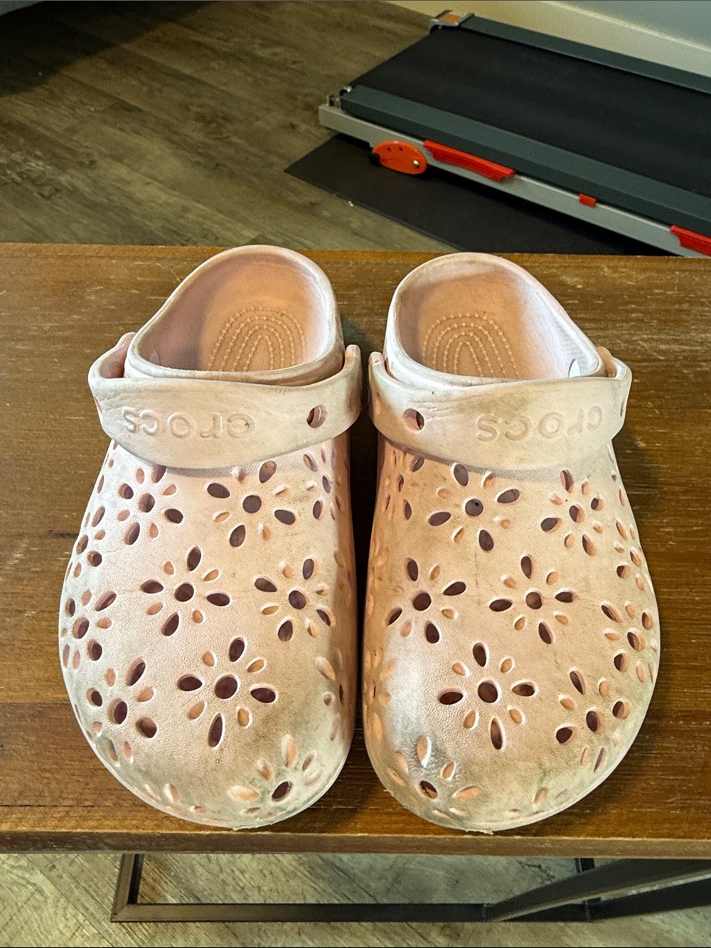 CROCS Kids Floral Cutout Clog in Pale Pink